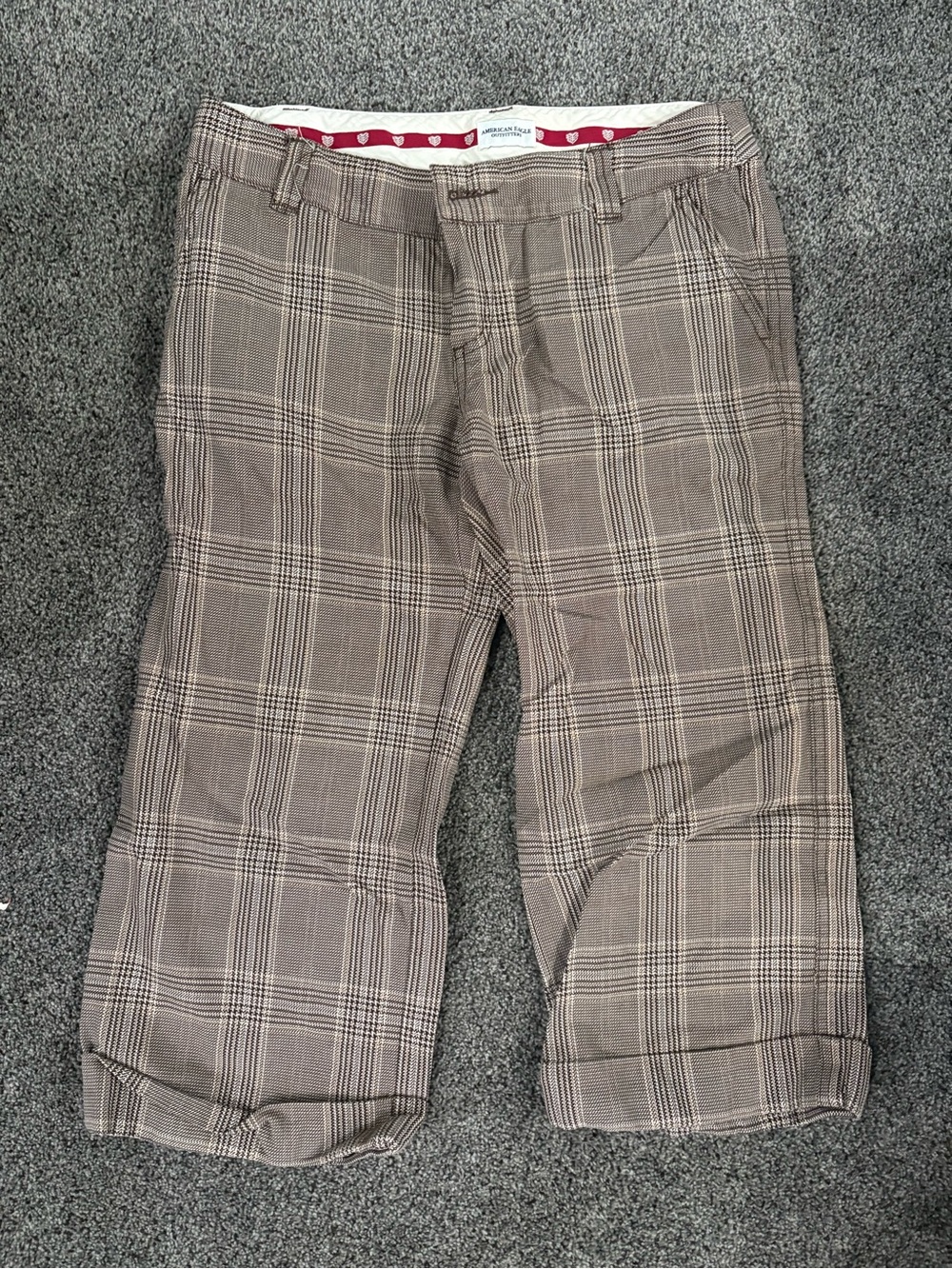 Y2K Vintage American Eagle Outfitters Brown Plaid Chino Capris